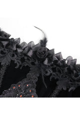Red Off Shoulder High Waisted Print Lace Women's Gothic Dress - Product - 10