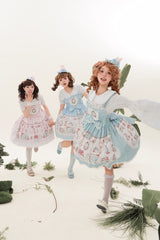 [Rabbit's Collection] Sleeveless Print Bowknot Lace Sweet Princess Lolita Jsk Dress 3 Colors - Product - 4