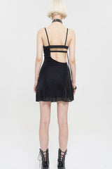 Black Punk Chest Cross Straps Sexy Suspenders Backless Women's Dress - Product - 9