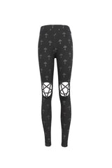 Black Print Hollow Women's Punk Leggings - Product - 6