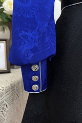 Black/Blue Courtly Knight-Style Long Sleeves Ruffle Embroidery Prince Ouji Lolita Set - Product - 13
