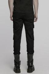 Black Multi-pocket Pleated Men's Punk Denim Pants - Product - 3