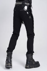 Black Armor Patent Leather Stitching Men's Punk Pants - Product - 8