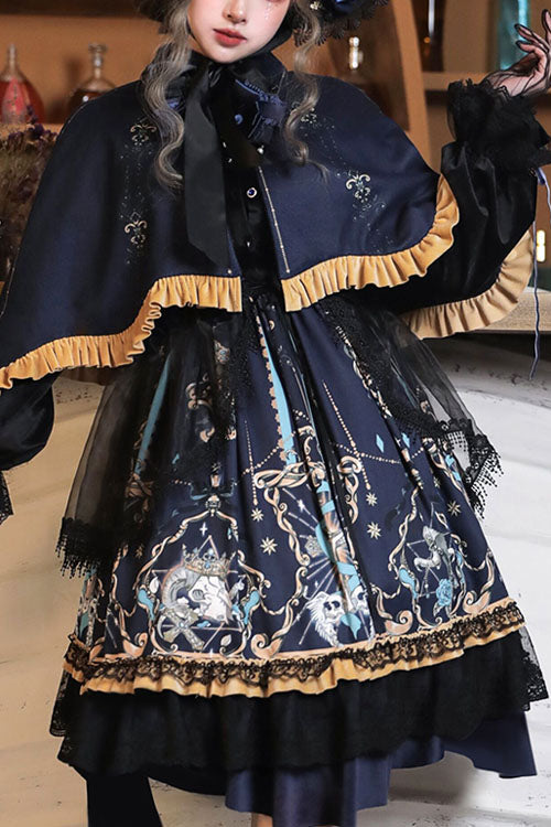 Black God's Salvation Long Sleeves Lace Ruffled Gothic Lolita OP Dress - Black - 1