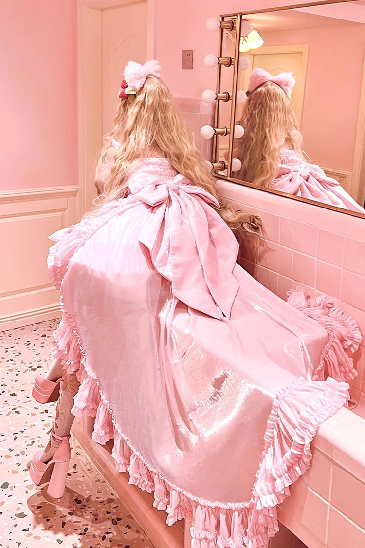 Pink Strawberry Magic Girl Party Theme Cute Sweet Princess Lolita Strapless Dress - Product - 9