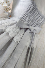 Blue Hanayome Bowknot Princess Multi-Layer Ruffled Sweet Lolita JSK Dress - Product - 4