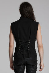 Black Cut-Out Buckled Strappy Spaghetti Men's Punk Vest - Product - 3