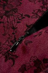 Black/Red Rose Irregular Multi-Layered Lace Ruffled Women's Gothic Slip Dress Wedding Dress - Product - 17