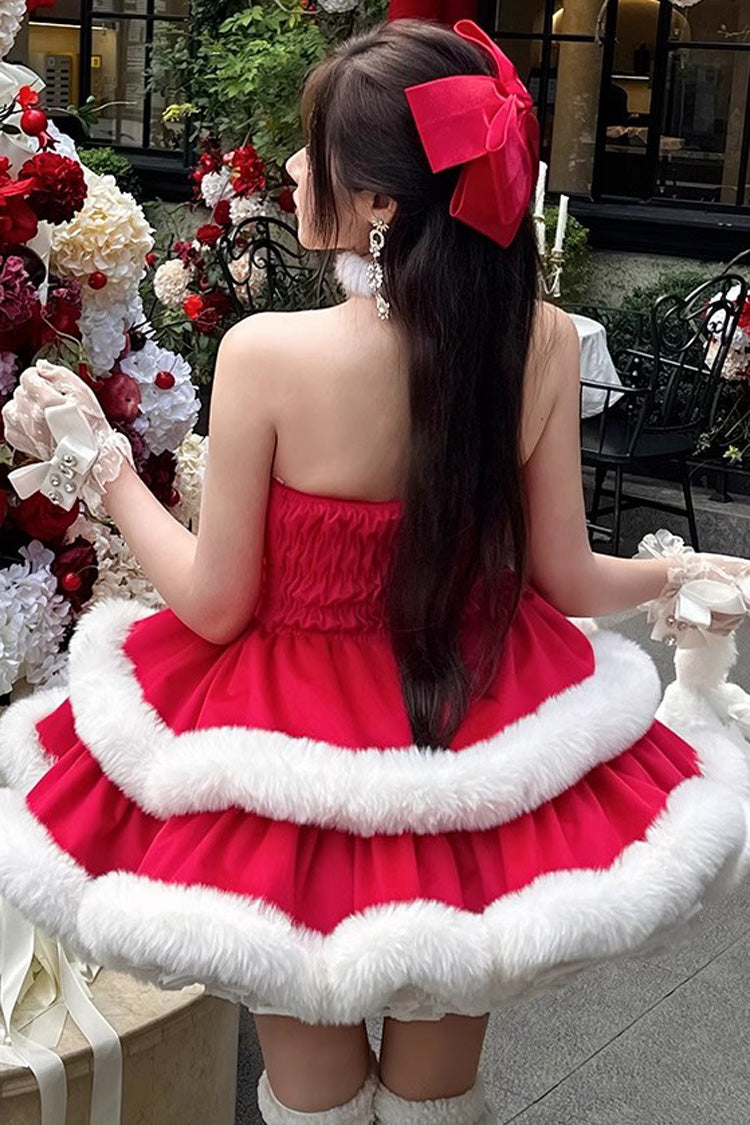Rote Feiertags-Doppelschicht-Schleife, süße Prinzessin, trägerlos (Kleid einzeln), Detailansicht 14