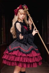 [Pearl Box] Sleeveless Triple-Layered Bowknot Lace Slim Pearl Sweet Elegant Lolita Jsk Dress 3 Colors - Product - 5