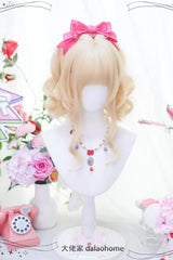 Gold Secondary Cute Short Curly Sweet Lolita Wigs - Product - 3