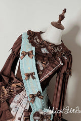 Brown [Teddy Bear Chocolate] Sleeveless Print Ruffle Bowknot Sweet Lolita Jsk Dress - Product - 11