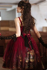Red Rotten Forest Chiffon Gothic Lolita JSK Dress - Product - 6