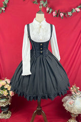 [Dreamlike Realm] Sleeveless Printed Ruffled Embroidered Bustier Elegant Sweet Lolita Jsk Dress 4 Colors - Product - 34