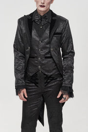 Black Gothic Bright Pattern Printed Decoration Swallowtail Men's Coat - Black - 1
