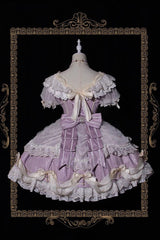 Purple [Girls' Day] Short Sleeves Multi-Layered Ruffle Bowknot Lace Sweet Lolita Dress 2 Versions - Product - 8