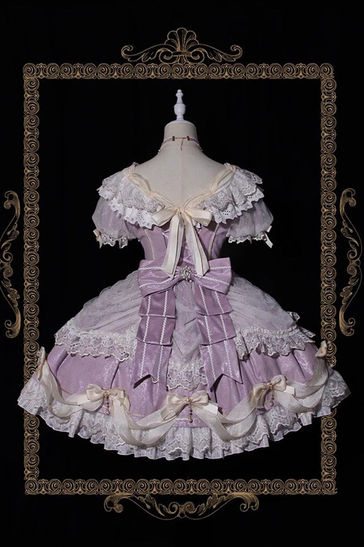 Purple [Girls' Day] Short Sleeves Multi-Layered Ruffle Bowknot Lace Sweet Lolita Dress 2 Versions - Product - 8