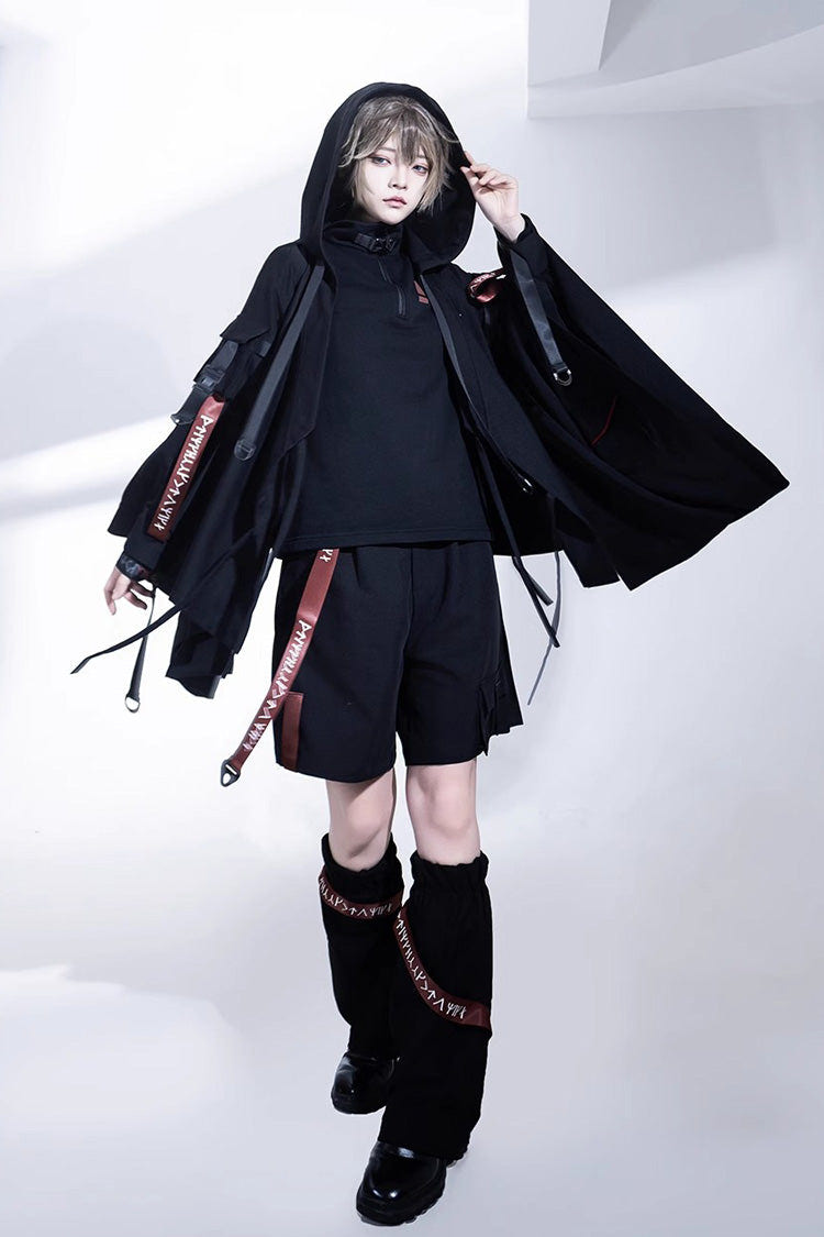 Black Unmarked Blade Gothic Handsome Ouji Lolita Shorts - Product - 6