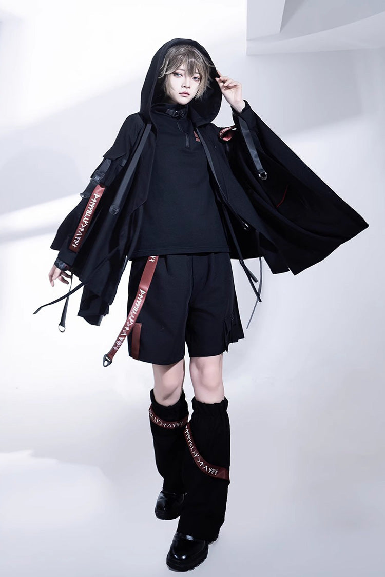Black Unmarked Blade Gothic Handsome Ouji Lolita Shorts - Product - 6