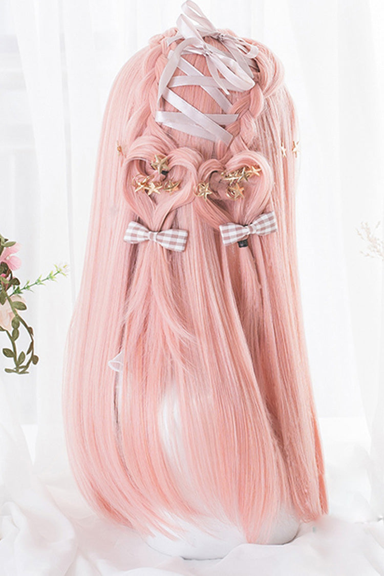 Pink Hime Cut Long Straight Hair Sweet Lolita Wig - Product - 4