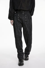 Black Floral Jacquard Men's Gothic Gorgeous Double-breasted Pants - Product - 8