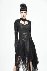 Black Dragon Spine Hole Decoration Long Sleeves Gothic Dress - Product - 8