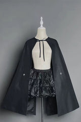 Black [Gothic Night Butler] Double-breasted Gothic Lolita Bustier Suspender Dress - Cloak(Only) - 11