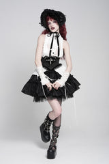 Black Lace Lace-Up Cross&Eyes Underbust Slim Women's Gothic Corset - Product - 8