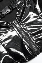 Black Patent Leather Hollow Slim Womens Steampunk Vest - Product - 7