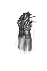 Black Round Collar Embroidery Lace Womens Gothic T-Shirt - Product - 8