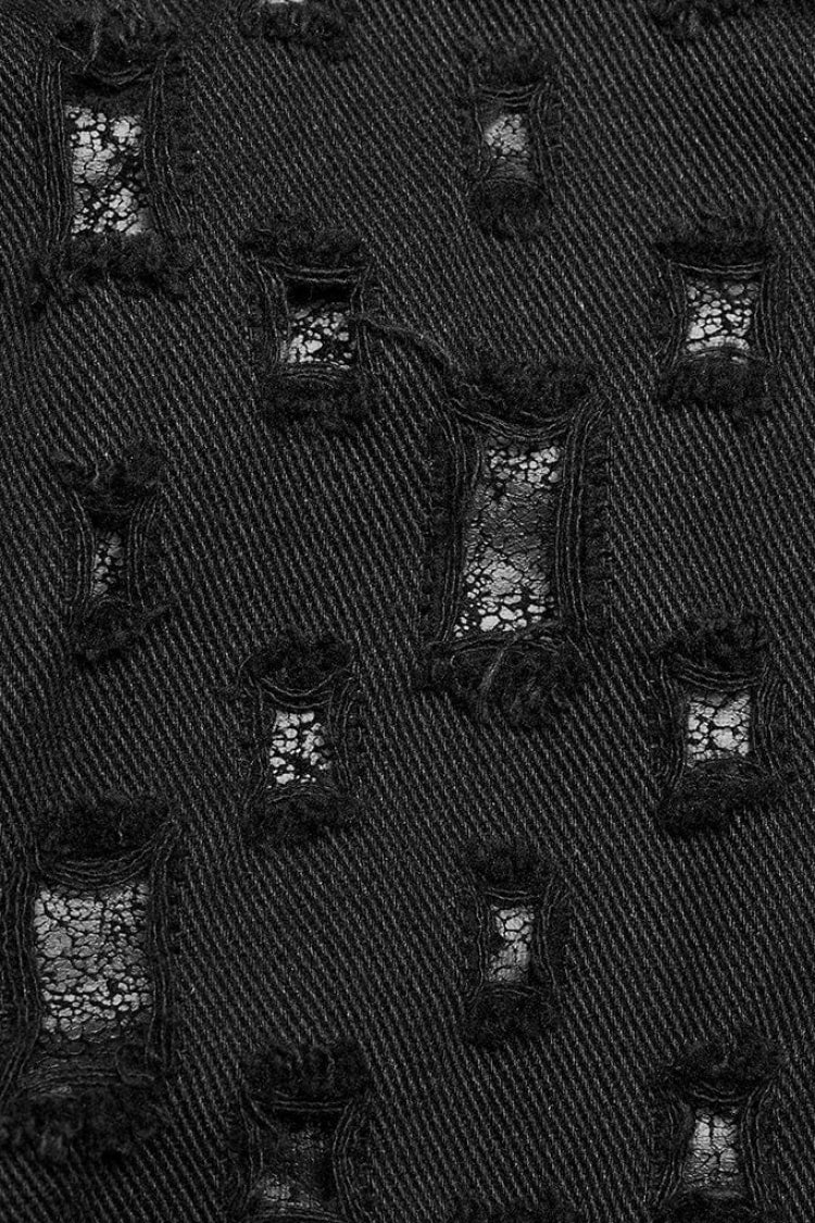 Black Hollow Hole Stitching Mens Steampunk Blouse - Product - 6