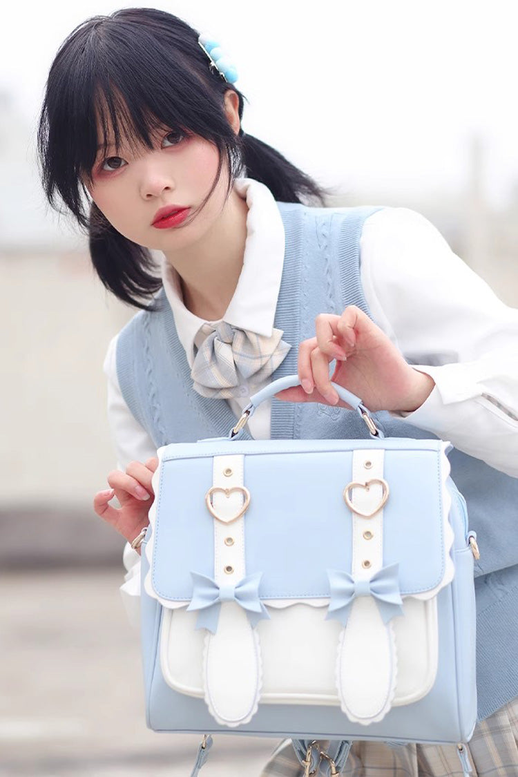 White/Blue Bunny Castle Bowknot Sweet Lolita Backpack - Product - 3