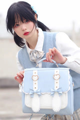 White/Blue Bunny Castle Bowknot Sweet Lolita Backpack - Product - 3