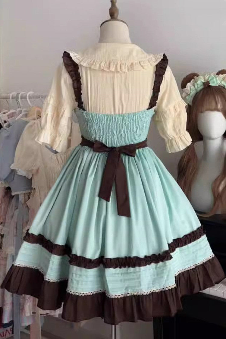 Raw Chocolate Mille Crepe Ruffle Bowknot Sweet Princess Lolita Jsk Dress 3 Colors - Product - 9