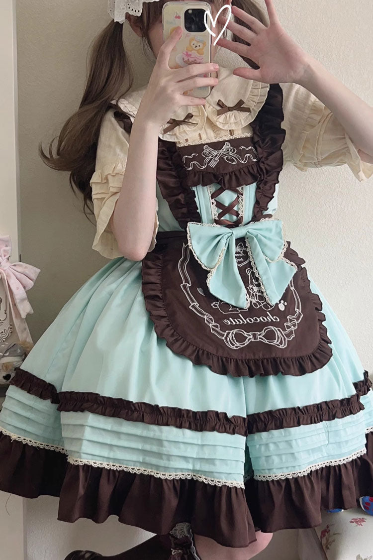 Raw Chocolate Mille Crepe Ruffle Bowknot Sweet Princess Lolita Jsk Dress 3 Colors - Product - 8