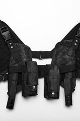 Black Military Style Skull Women's Steampunk Harness with Detachable Pockets - Product - 5