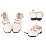 Sweet Ruffle Bowknot Japanese Lolita Shoes 15 Colors - Pearl-White - 15