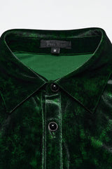 Green Lapel Collar Long Puff Sleeves Men's Gothic Shirt - Product - 5