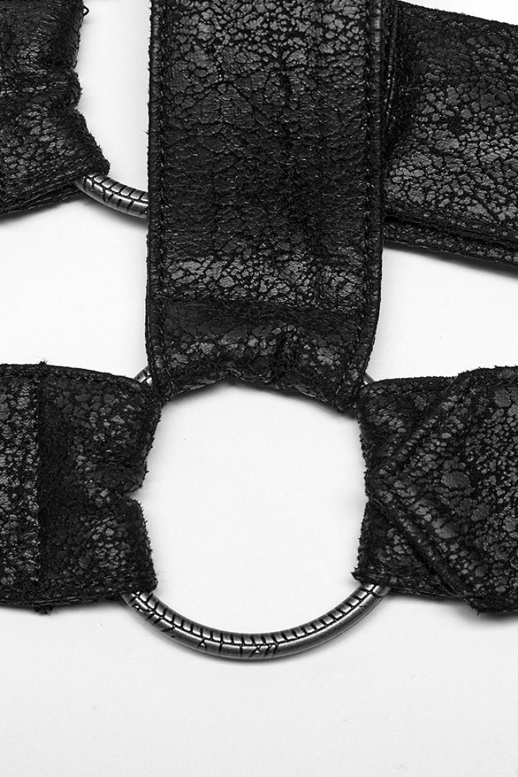 Black Print Embroidery Men's Steampunk Shoulder Harness - Product - 8