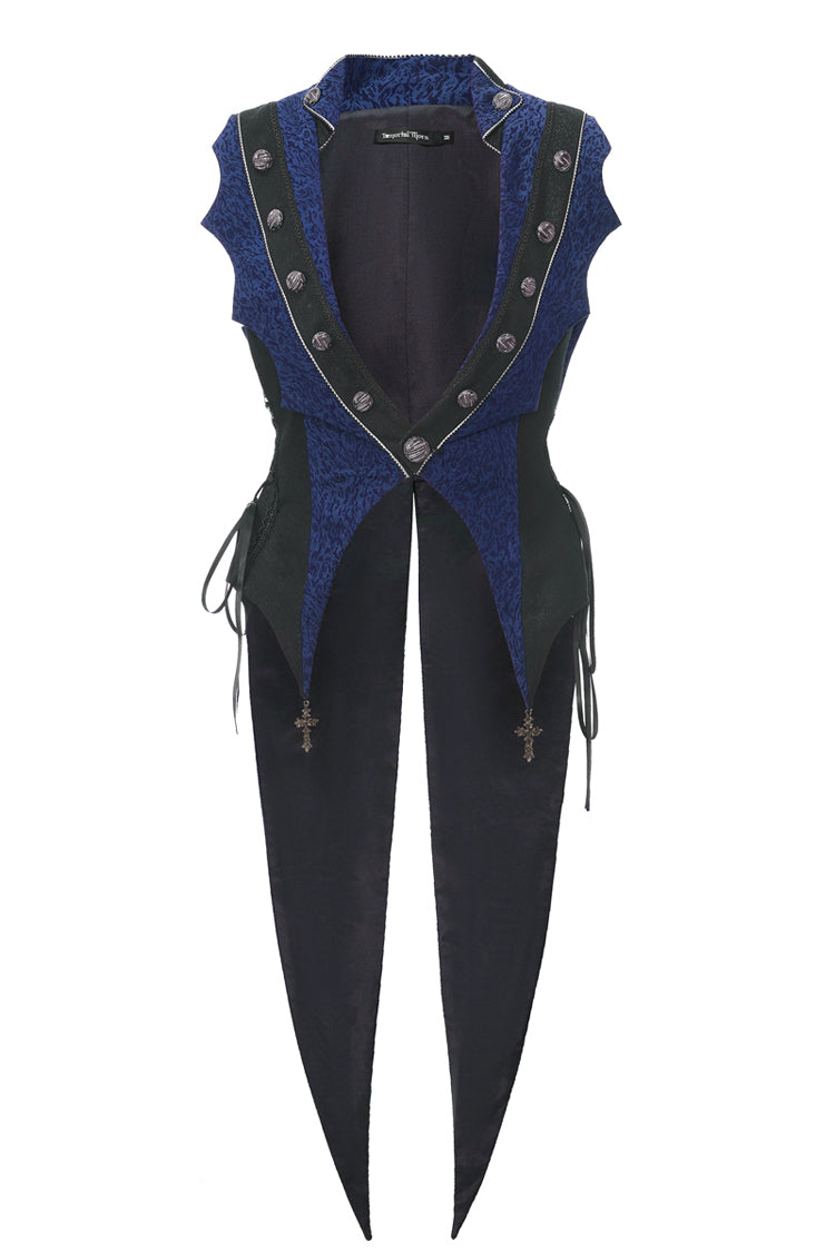 [Eternal Blood Moon Forest] V Collar Sleeveless Ouji Fashion Elegant Prince Handsome Lolita Coat 2 Colors - Blue - 1