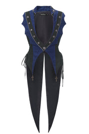[Eternal Blood Moon Forest] V Collar Sleeveless Ouji Fashion Elegant Prince Handsome Lolita Coat 2 Colors - Blue - 1