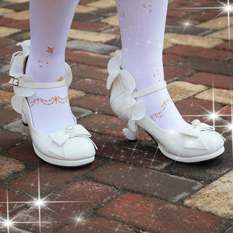 Bowknot Strappy Ruffle PU Sweet Lolita Shoes 5 Colors - Product - 6