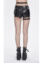 Black Slim Womens Steampunk Shorts - Product - 5