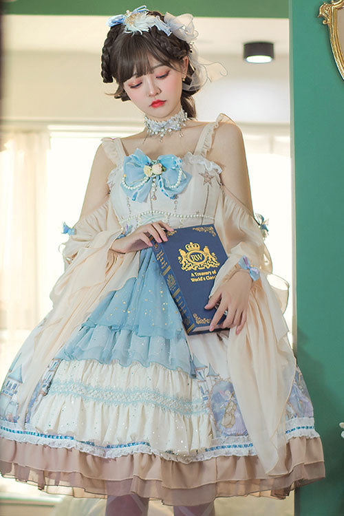 Multi-Color Cardigan Bowknot Elves Multi-Layer Ruffled Sweet Lolita JSK Dress - Product - 3