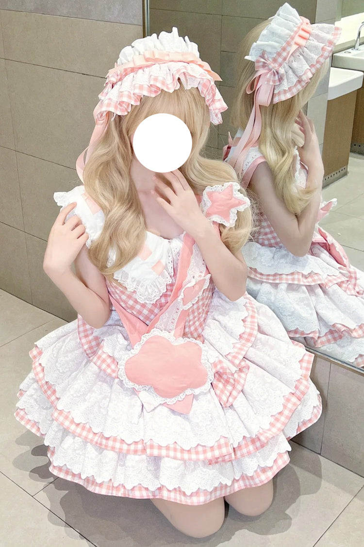 Pink [Star Grant Angel] Triple-Layered Print Ruffle Sweet Lolita Dress - Product - 15