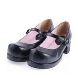 Black Simplicity Strap Platform Classic Lolita Shoes - Black - 1