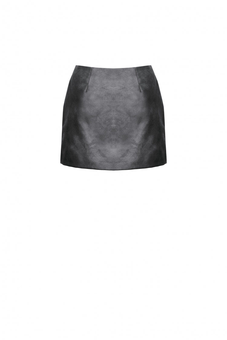 Black Faux Leather Straps Zippered Women's Punk Short Skirt - Product - 11