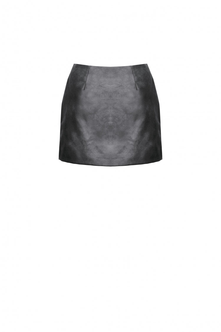 Black Faux Leather Straps Zippered Women's Punk Short Skirt - Product - 11