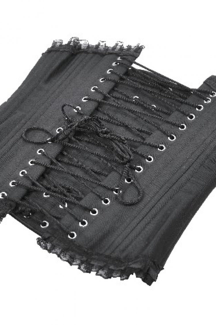 Black Sleeveless Lace Irregular Lace-Up Women's Gothic Underbust Corset - Product - 15