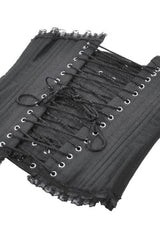 Black Sleeveless Lace Irregular Lace-Up Women's Gothic Underbust Corset - Product - 15